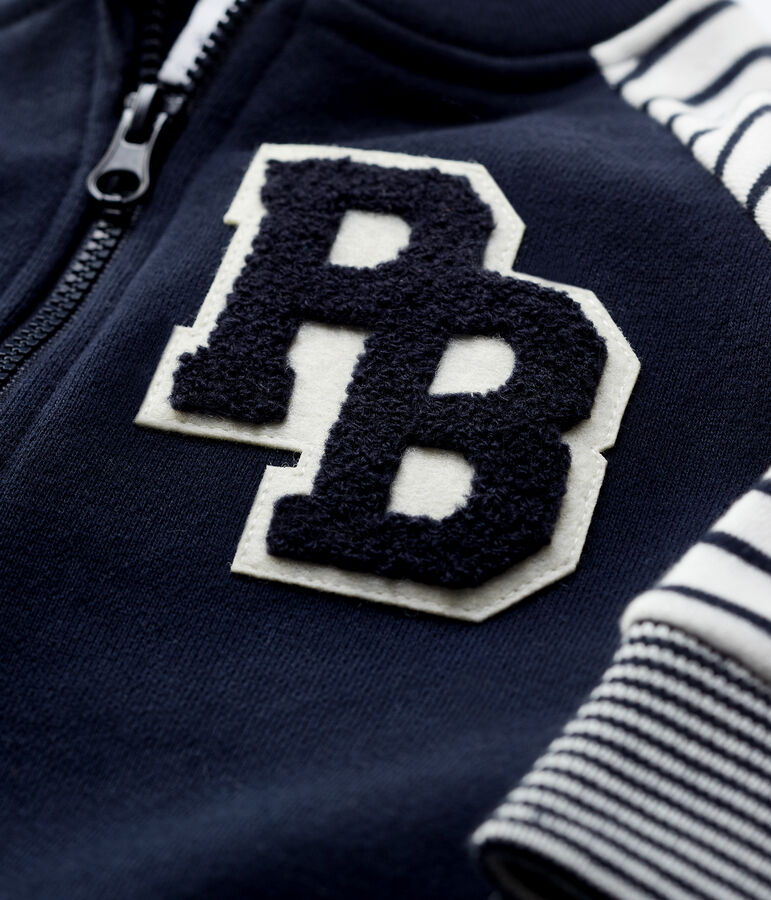 Babies' Fleece Baseball Jacket blue/white